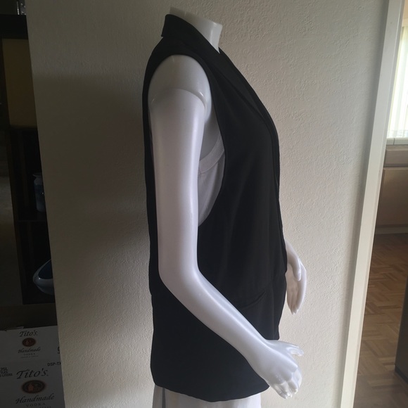 G/F Poly Black Open Front Vest Sz L - Picture 2 of 8